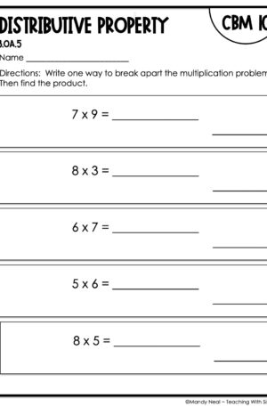 3rd Grade Distributive Property Intervention Assessment 10