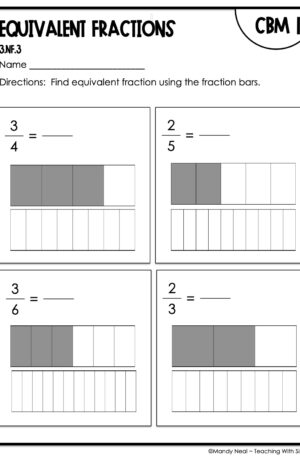 3rd Grade Equivalent Fractions Intervention Assessment 1