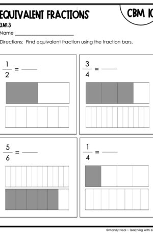 3rd Grade Equivalent Fractions Intervention Assessment 10