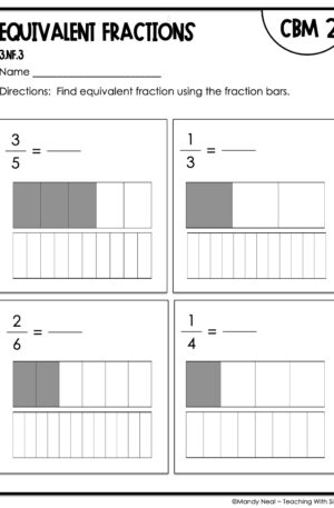 3rd Grade Equivalent Fractions Intervention Assessment 2