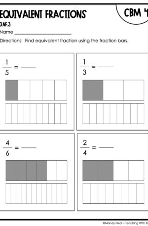 3rd Grade Equivalent Fractions Intervention Assessment 4