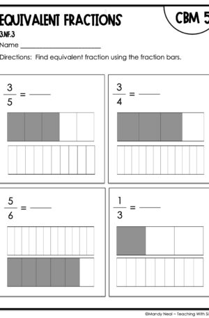 3rd Grade Equivalent Fractions Intervention Assessment 5