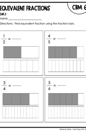 3rd Grade Equivalent Fractions Intervention Assessment 6