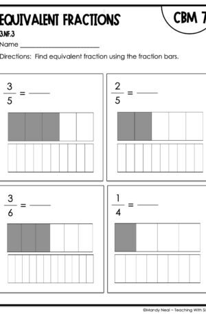 3rd Grade Equivalent Fractions Intervention Assessment 7