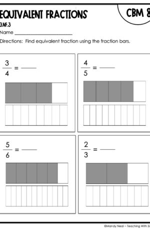 3rd Grade Equivalent Fractions Intervention Assessment 8