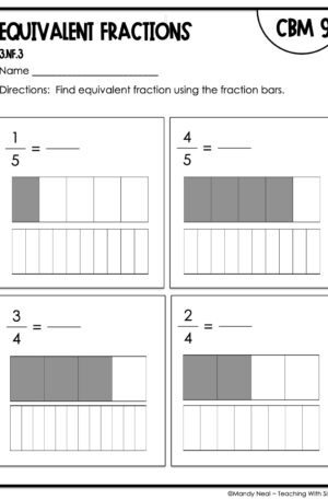 3rd Grade Equivalent Fractions Intervention Assessment 9