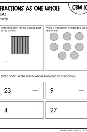 3rd Grade Fractions as One Whole Intervention Assessment 10