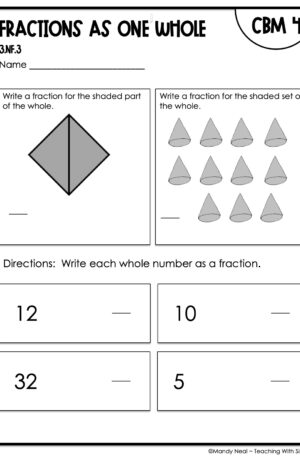 3rd Grade Fractions as One Whole Intervention Assessment 4