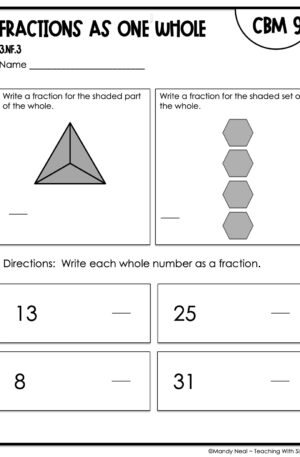 3rd Grade Fractions as One Whole Intervention Assessment 9