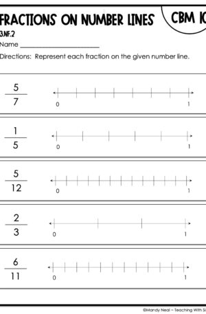 3rd Grade Fractions on a Number Line Intervention Assessment 10