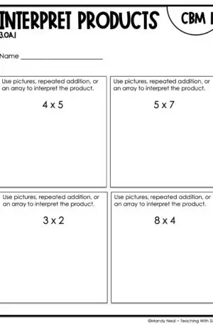 3rd Grade Interpret Products Intervention Assessment 1