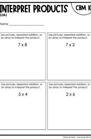 3rd Grade Interpret Products Intervention Assessment 10