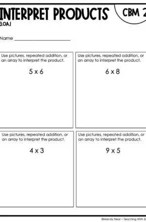 3rd Grade Interpret Products Intervention Assessment 2