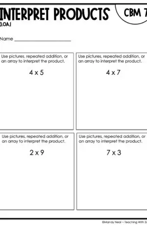 3rd Grade Interpret Products Intervention Assessment 7