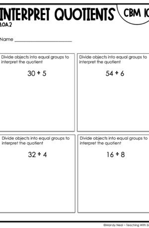 3rd Grade Interpret Quotients Intervention Assessment 10