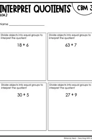 3rd Grade Interpret Quotients Intervention Assessment 3