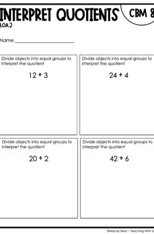 3rd Grade Interpret Quotients Intervention Assessment 8