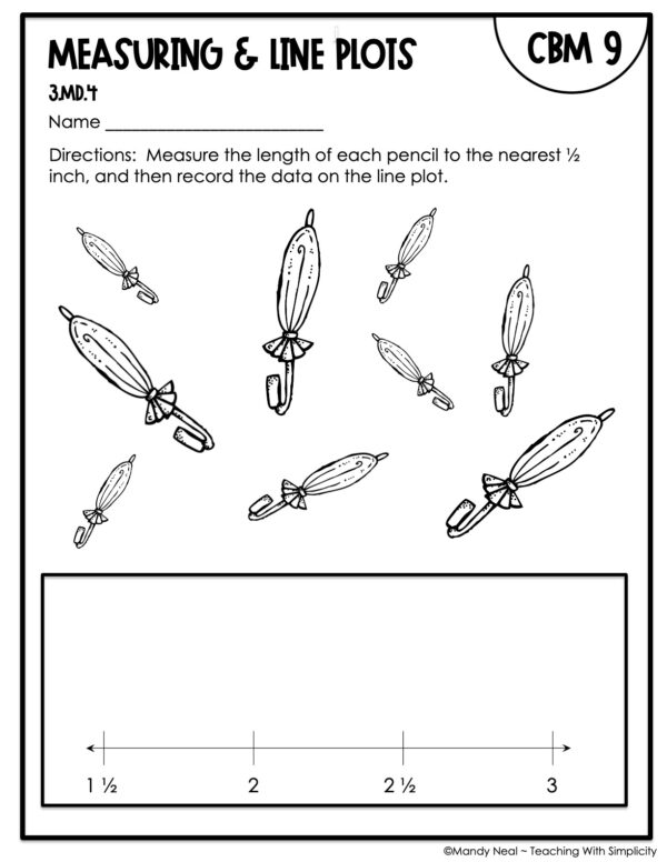 3rd Grade Measuring and Line Plots Intervention Assessment 9