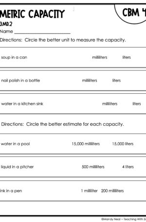 3rd Grade Metric Capacity Intervention Assessment 4