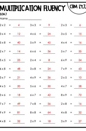 3rd Grade Multiplication Fluency Intervention Assessment Answer Key