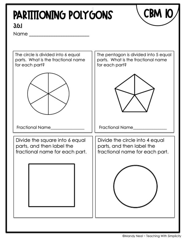 3rd Grade Partitioning Polygons Intervention Assessment 10