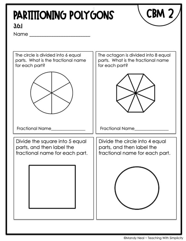 3rd Grade Partitioning Polygons Intervention Assessment 2