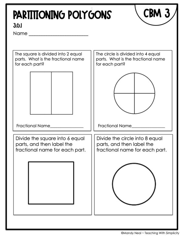 3rd Grade Partitioning Polygons Intervention Assessment 3