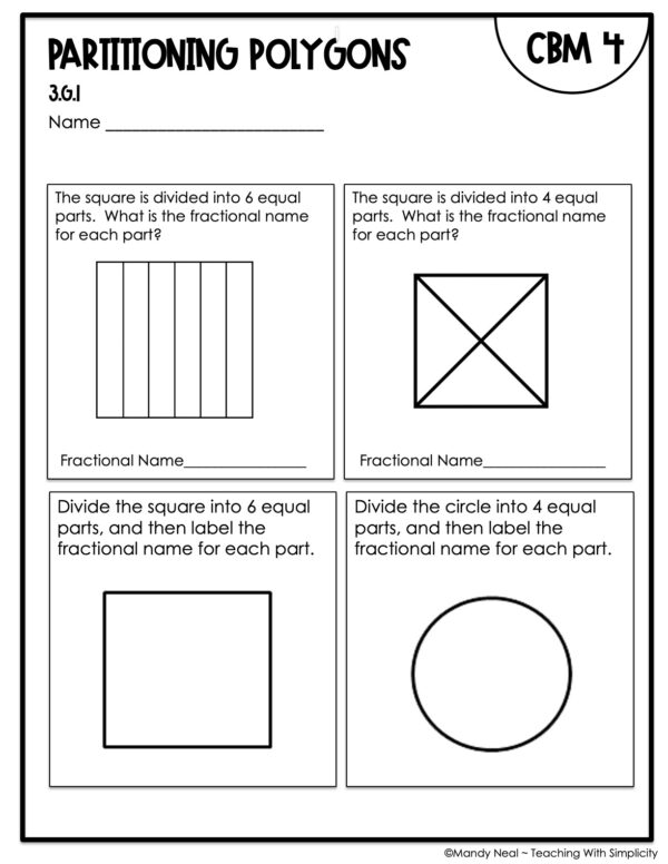 3rd Grade Partitioning Polygons Intervention Assessment 4