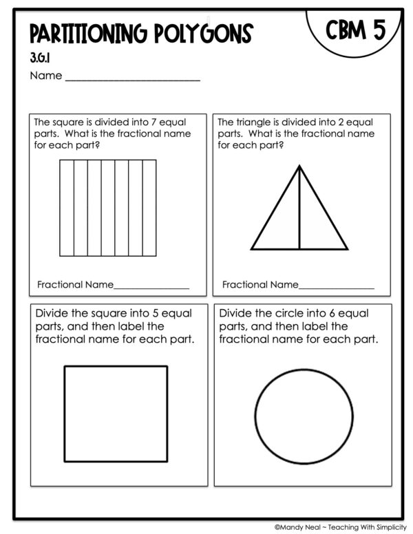 3rd Grade Partitioning Polygons Intervention Assessment 5