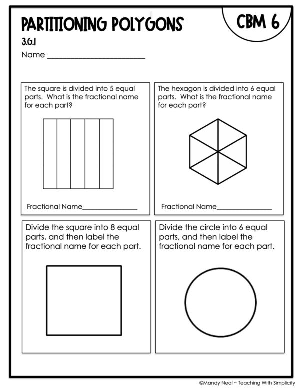 3rd Grade Partitioning Polygons Intervention Assessment 6