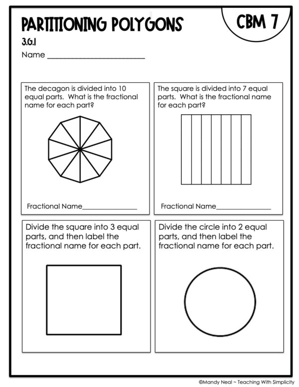 3rd Grade Partitioning Polygons Intervention Assessment 7