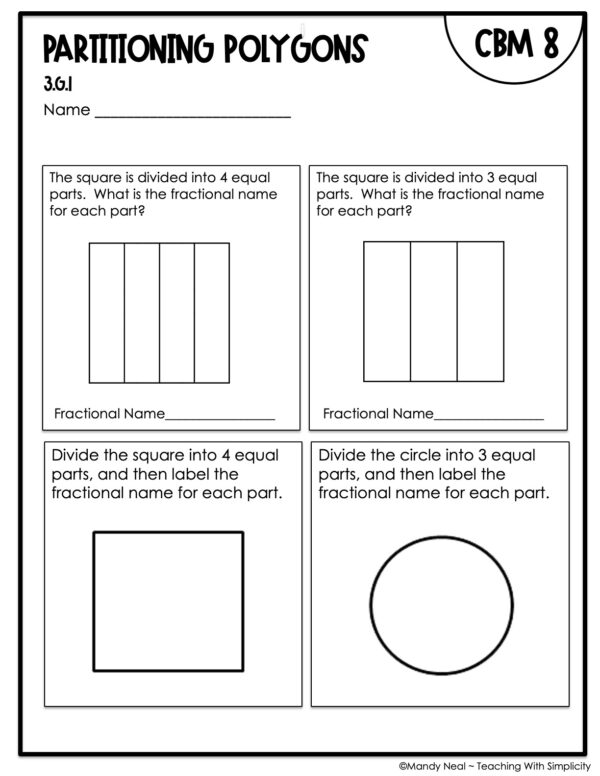 3rd Grade Partitioning Polygons Intervention Assessment 8