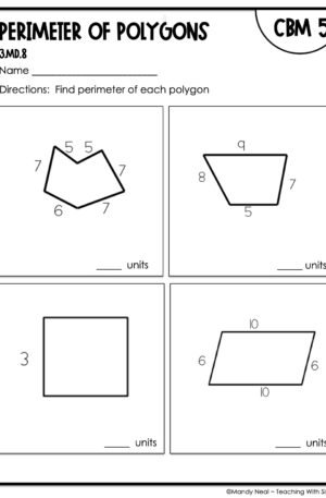 3rd Grade Perimeter of Polygons Intervention Assessment 5