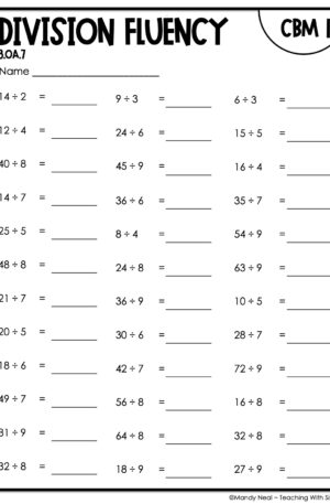 3rd Grade Relate Division Fluency Intervention Assessment 1