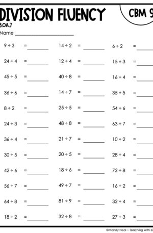 3rd Grade Relate Division Fluency Intervention Assessment 9