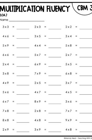 3rd Grade Relate Multiplication Fluency Intervention Assessment 3
