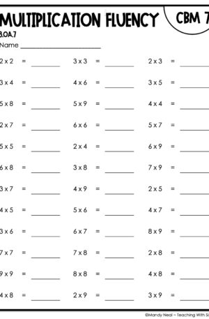 3rd Grade Relate Multiplication Fluency Intervention Assessment 7