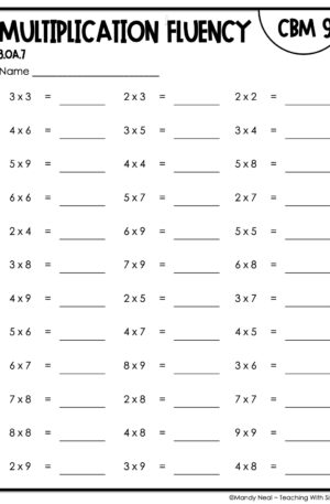 3rd Grade Relate Multiplication Fluency Intervention Assessment 9