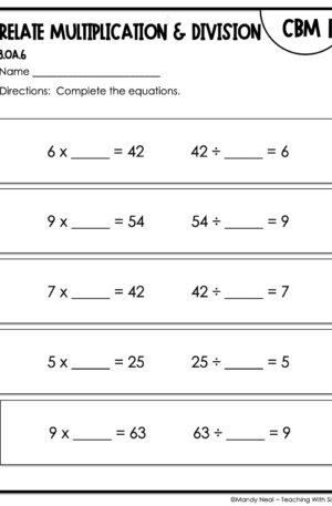 3rd Grade Relate Multiplication and Division Intervention Assessment 1