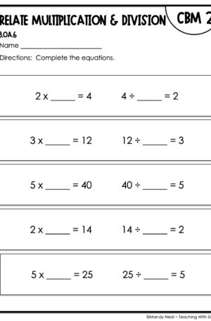 3rd Grade Relate Multiplication and Division Intervention Assessment 2