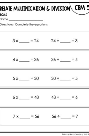 3rd Grade Relate Multiplication and Division Intervention Assessment 5