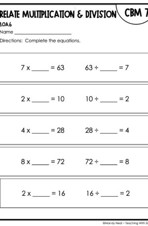 3rd Grade Relate Multiplication and Division Intervention Assessment 7