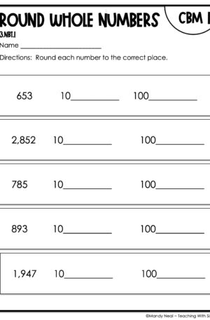 3rd Grade Round Whole Numbers Intervention Assessment 1