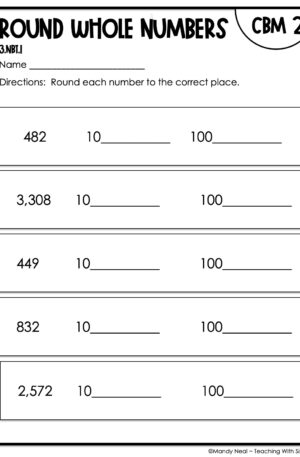 3rd Grade Round Whole Numbers Intervention Assessment 2