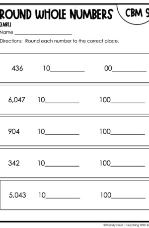 3rd Grade Round Whole Numbers Intervention Assessment 9