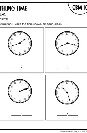 3rd Grade Telling Time Intervention Assessment 10