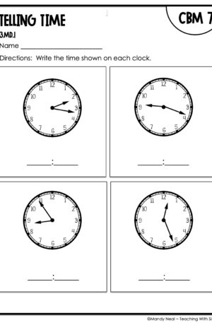 3rd Grade Telling Time Intervention Assessment 7