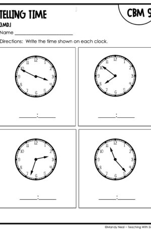 3rd Grade Telling Time Intervention Assessment 9