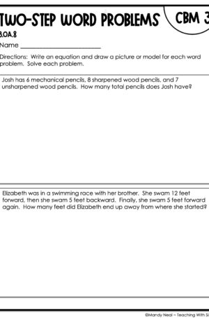 3rd Grade Two-Step Word Problems Intervention Assessment 3