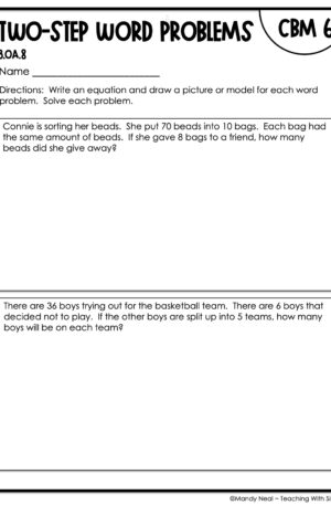 3rd Grade Two-Step Word Problems Intervention Assessment 6